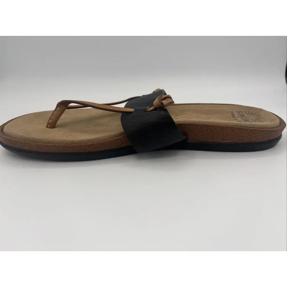 GH Bass & Co Sunjuns Shannon Sandals Womens Size‎ 9.5 Brown Thong Flip Flop